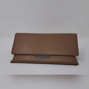 NWOT Burberry Sunglasses Case XL Brown Leather Authentic 7" x 2.5" x 3.5"